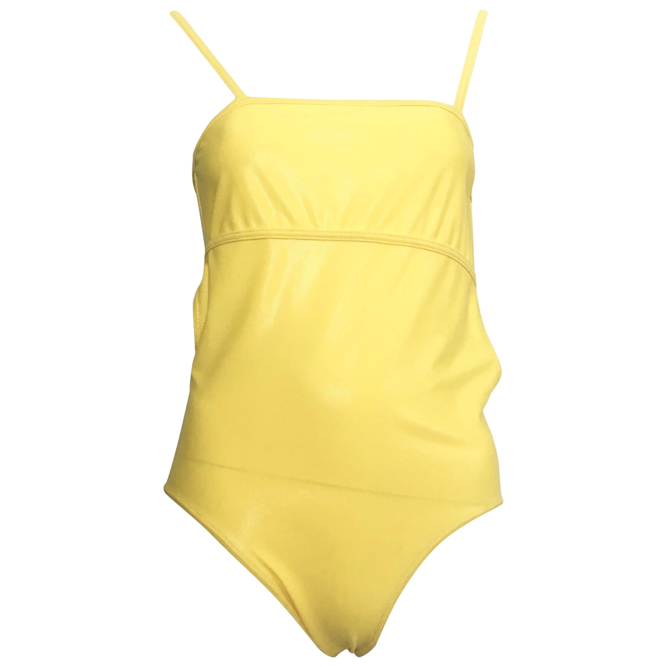 Herve Leger Yellow Swimsuit Size 8. For Sale