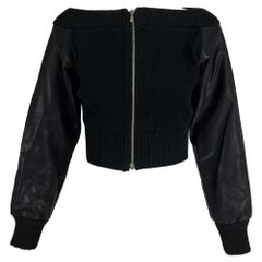 Jean Paul Gaultier black leather and Knit Off the Shoulder Jacket 1990s
