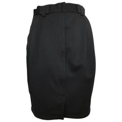Vintage Gianni Versace 1980s Black Wool Skirt with Pockets Size 4. 