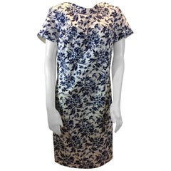 Carolina Herrera Navy Blue and White Print Dress NWT