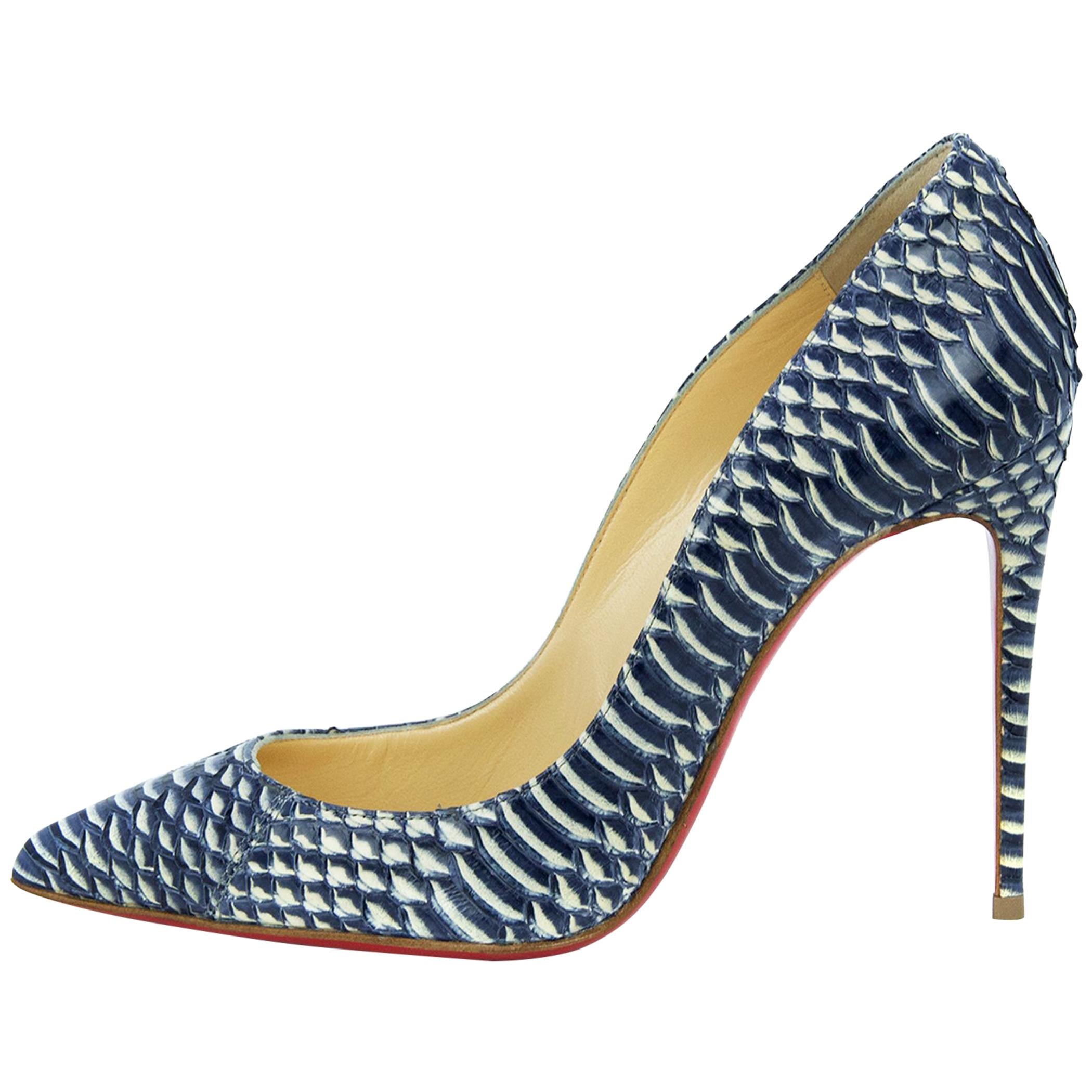 Christian Louboutin Pigalle Follies 120Mm Watersnake Rocaille - Size 36.5 For Sale