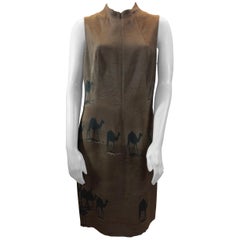 Akris Camel Print Brown Silk Dress