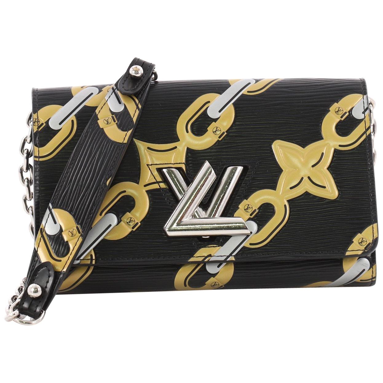 Louis Vuitton Twist Chain Wallet Limited Edition Chain Flower Print Epi Leather