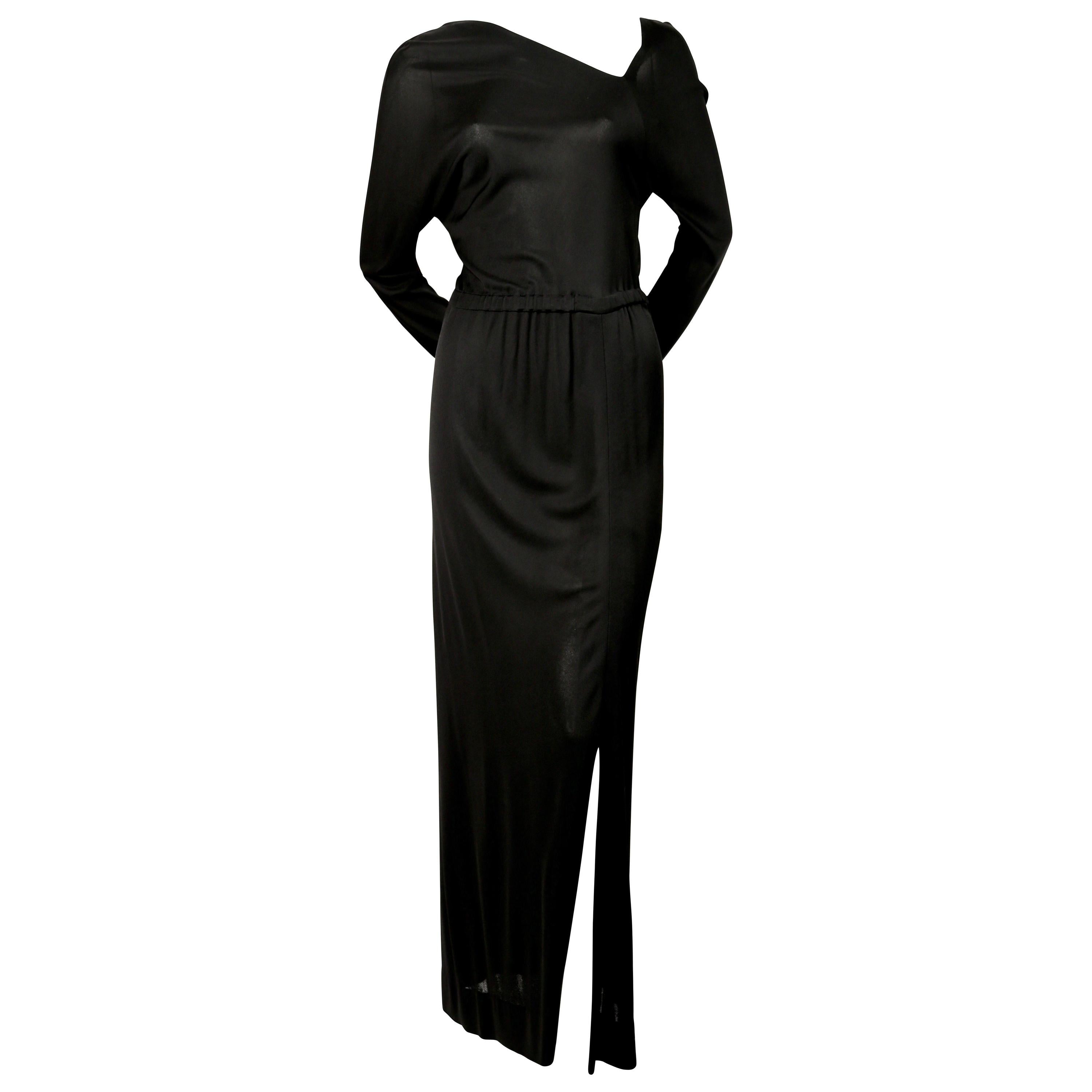 1970's HALSTON silk jersey gown with asymmetrical cut