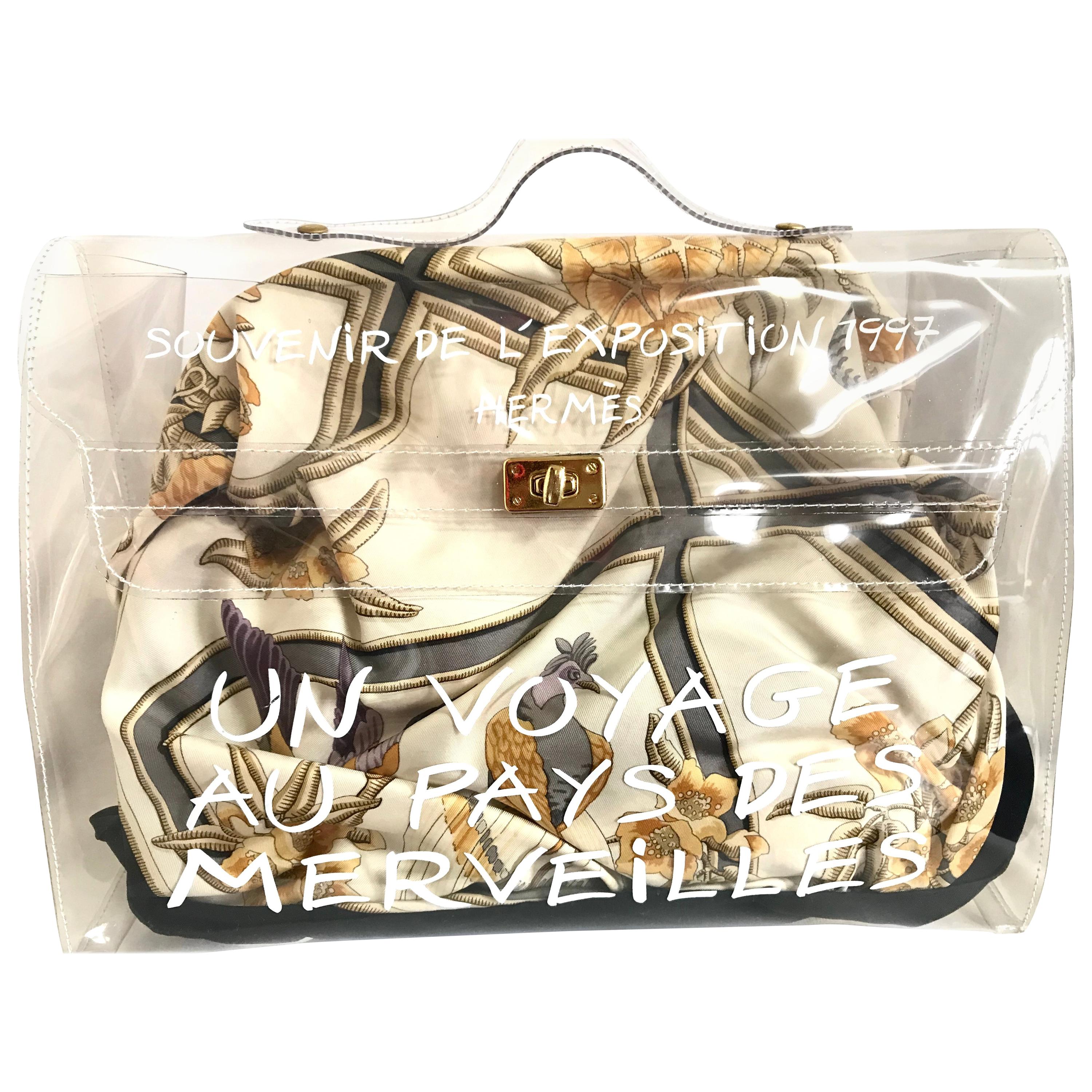 Vintage Hermes transparent clear vinyl Kelly beach bag, Japan limited Edition. 