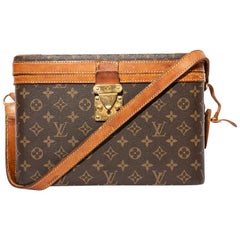 LOUIS VUITTON Retro Beauty Case in Brown Monogram Canvas and Natural Leather