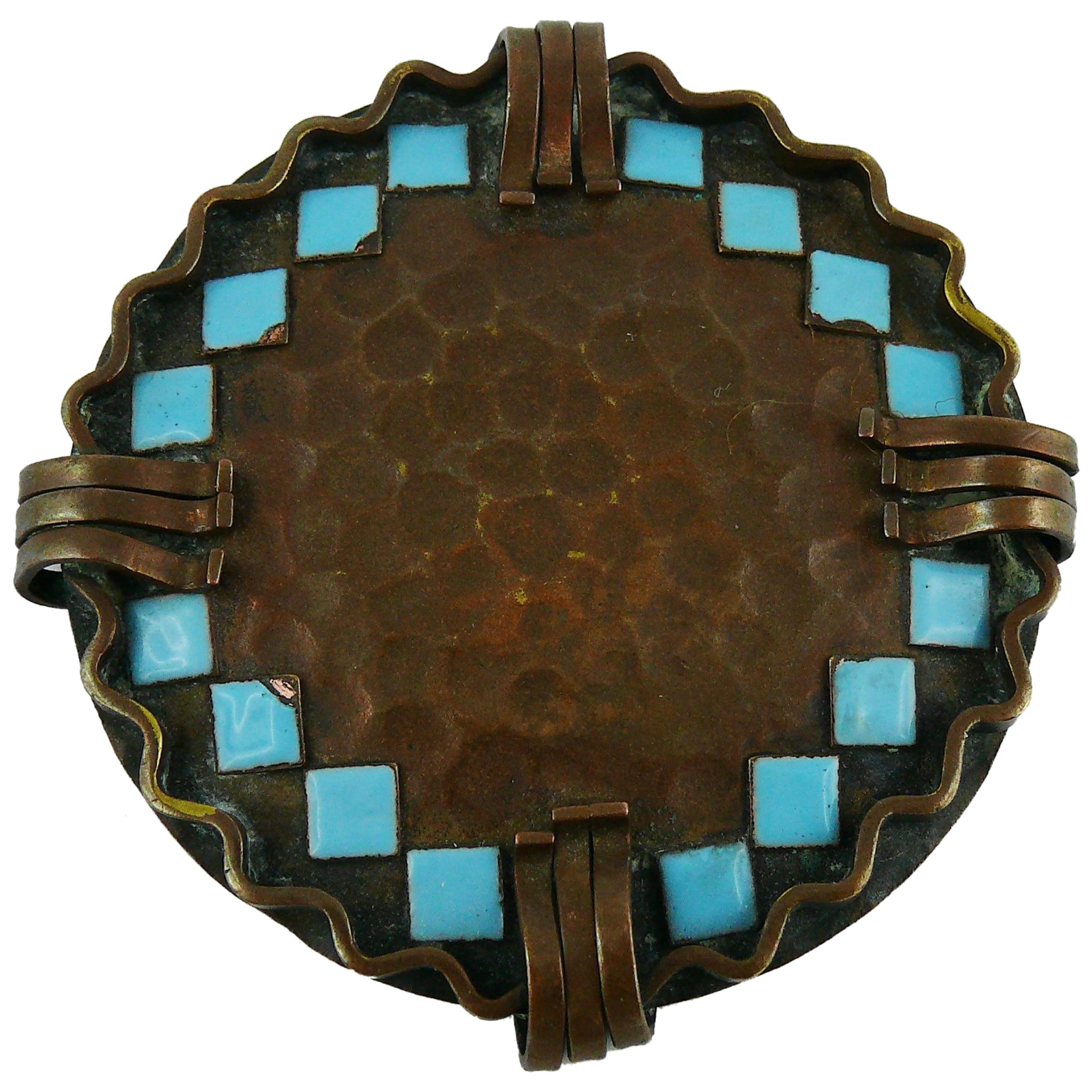 Jean Augis Vintage Art Deco Enameled Brooch For Sale