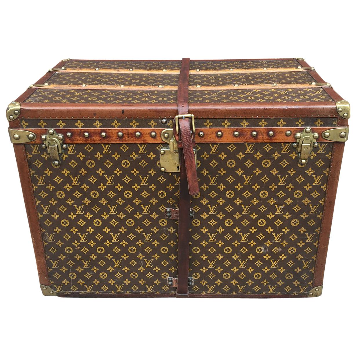 Louis Vuitton Antique Monogram Small Steamer Trunk with Basket Tray c1920s