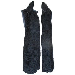  Blue Persian lamb/Astrakhan fur coat with detachable sleeves