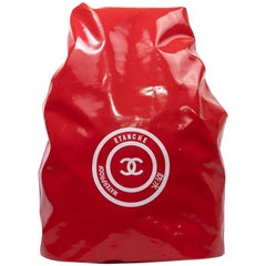 CHANEL Waterproof Red Laminated Canvas Backpack