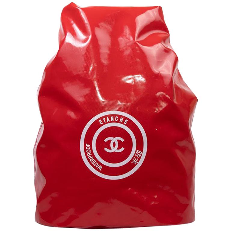 CHANEL Waterproof Red Laminated Canvas Backpack at 1stDibs chanel