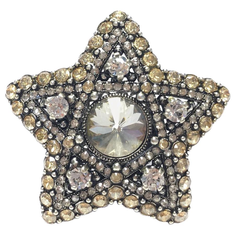 LANVIN Star Ring Star Ring in Silver Metal and White and Gold Rhinestones