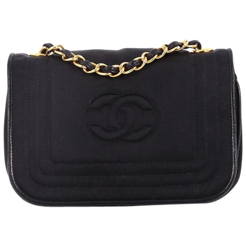 Chanel Vintage CC Stitch Flap Bag Satin Mini