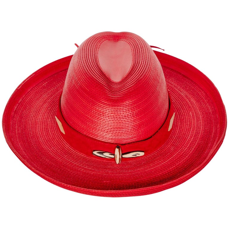 Patricia Underwood Red Leather Western Hat, 1980s For Sale at 1stDibs |  patricia underwood hats, patricia underwood headband, red leather cowboy hat