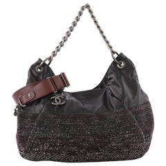 Chanel Coco Pleats Hobo Leather and Tweed Large