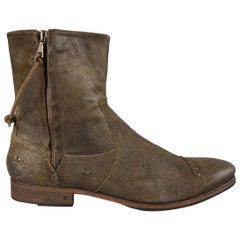 John Varvatos Brown Distressed Suede Zip Ankle Boots / Shoes