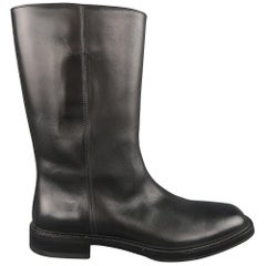 Prada Boots Black Leather Tall Pull On Boots / Shoes