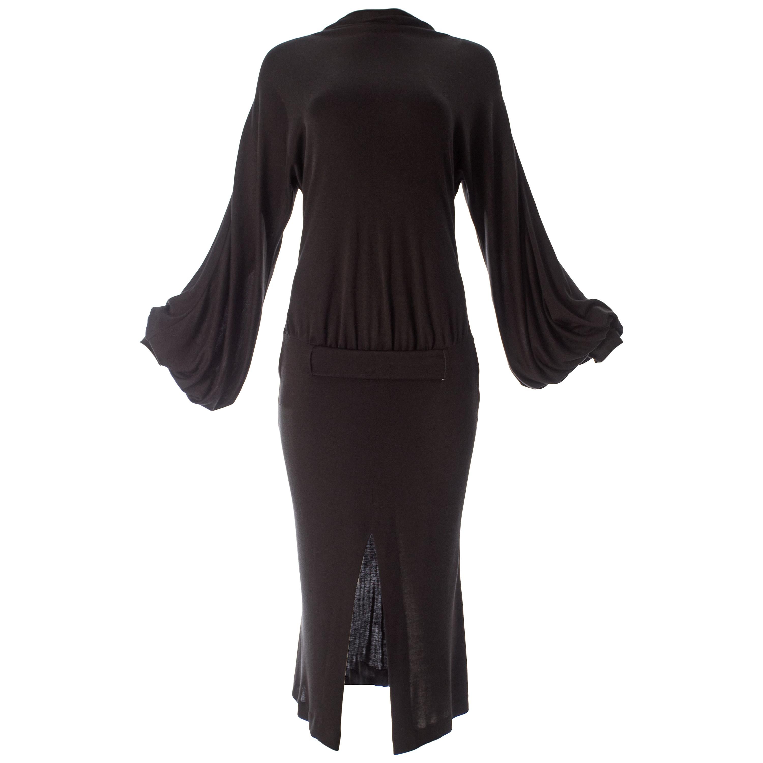 Alexander McQueen black silk and rayon jersey evening dress, fw 2001