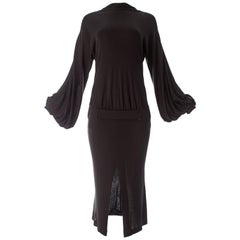 Robe de soirée Alexander McQueen en soie noire et jersey de rayonne, A/H 2001