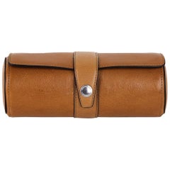 Brunello Cucinelli Men's Brown Leather Button Snap Watch Roll