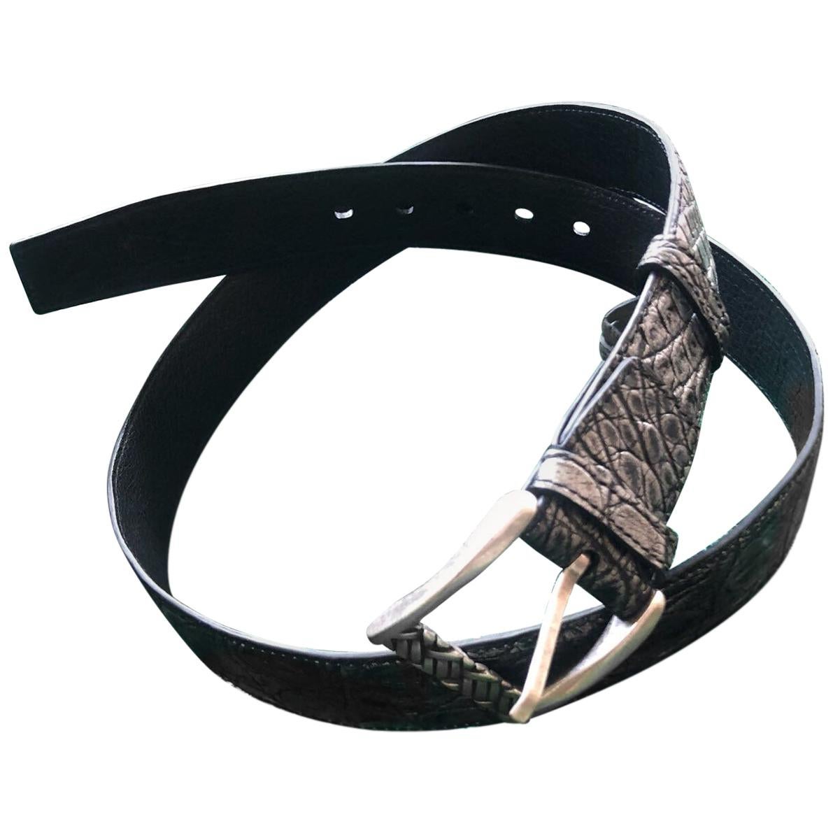 Crocodile belt for men with 4 cm Made in Italy buckle  For Sale