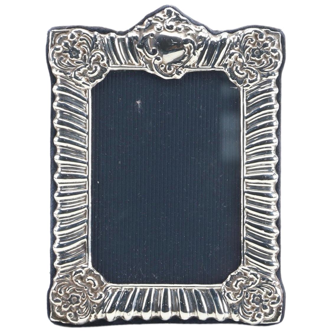 RBB London Sterling Silver Repousse Photograph Frame Baroque Design For Sale