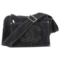 Chanel Vintage CC Flap Messenger Bag Denim Medium