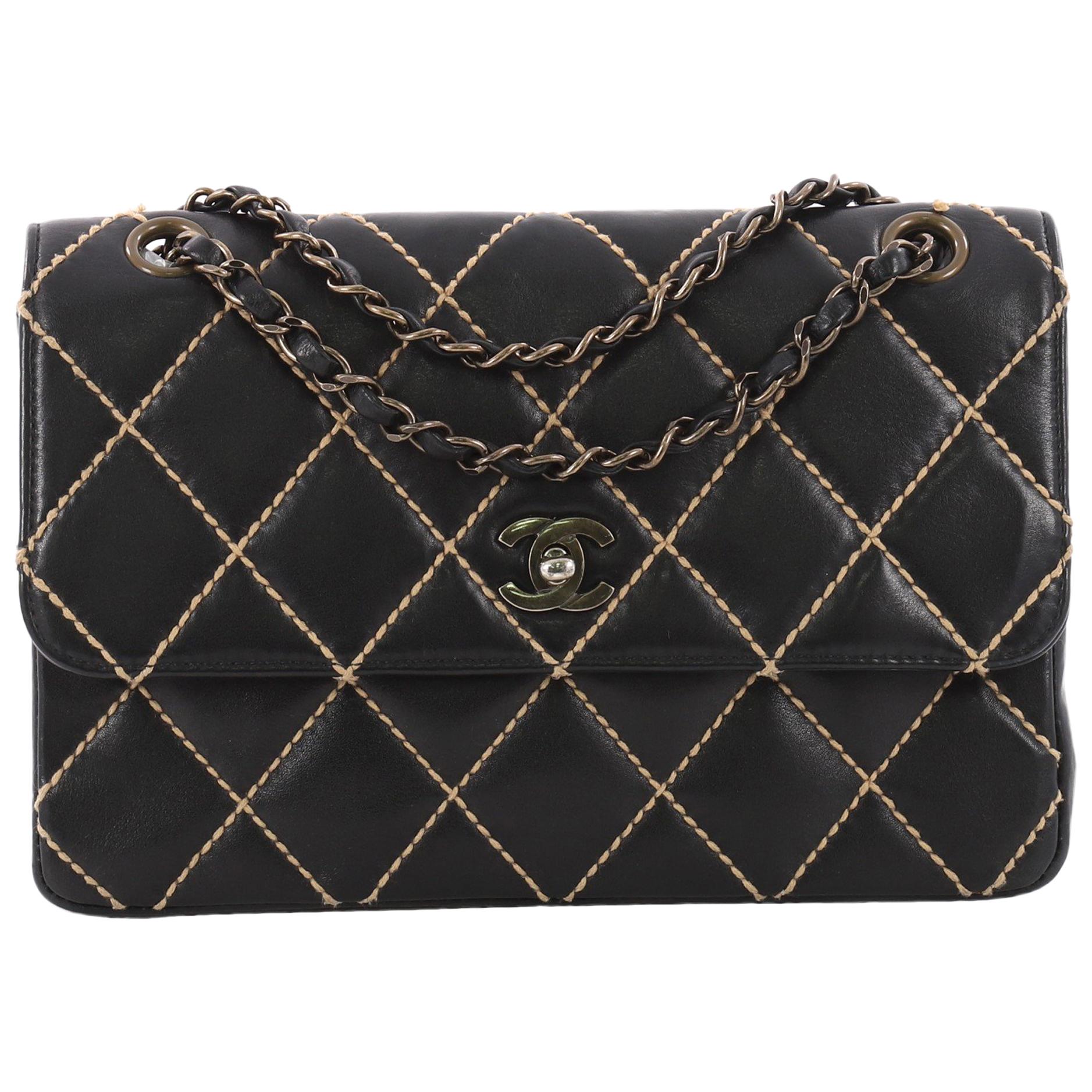 Chanel Surpique Flap Bag Quilted Leather Medium