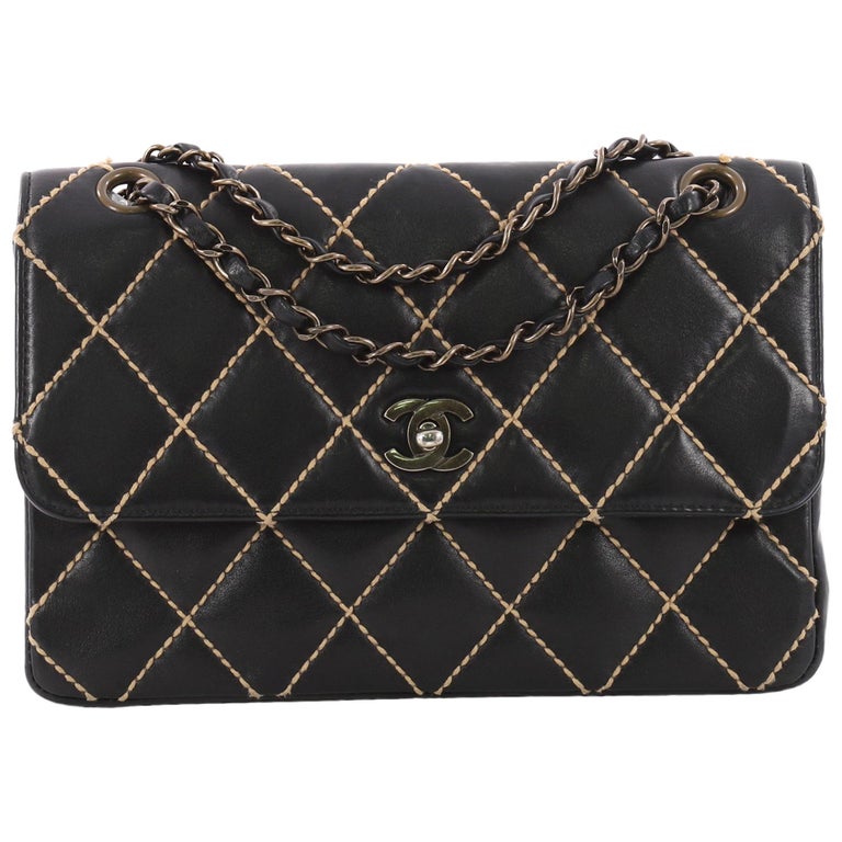 Chanel Surpique Flap Bag Quilted Leather Medium at 1stDibs