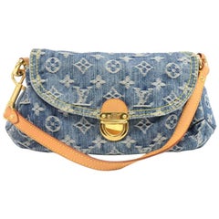 Louis Vuitton Mini Pleaty Blue Monogram Denim Shoulder Handbag