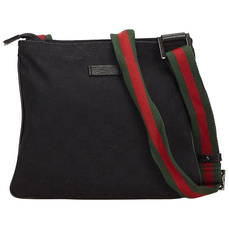 Gucci Black Guccissima Web Canvas Crossbody Bag For Sale at 1stdibs
