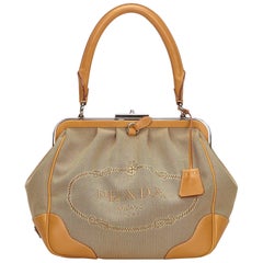 Prada Brown Logo Jacquard Shoulder Bag