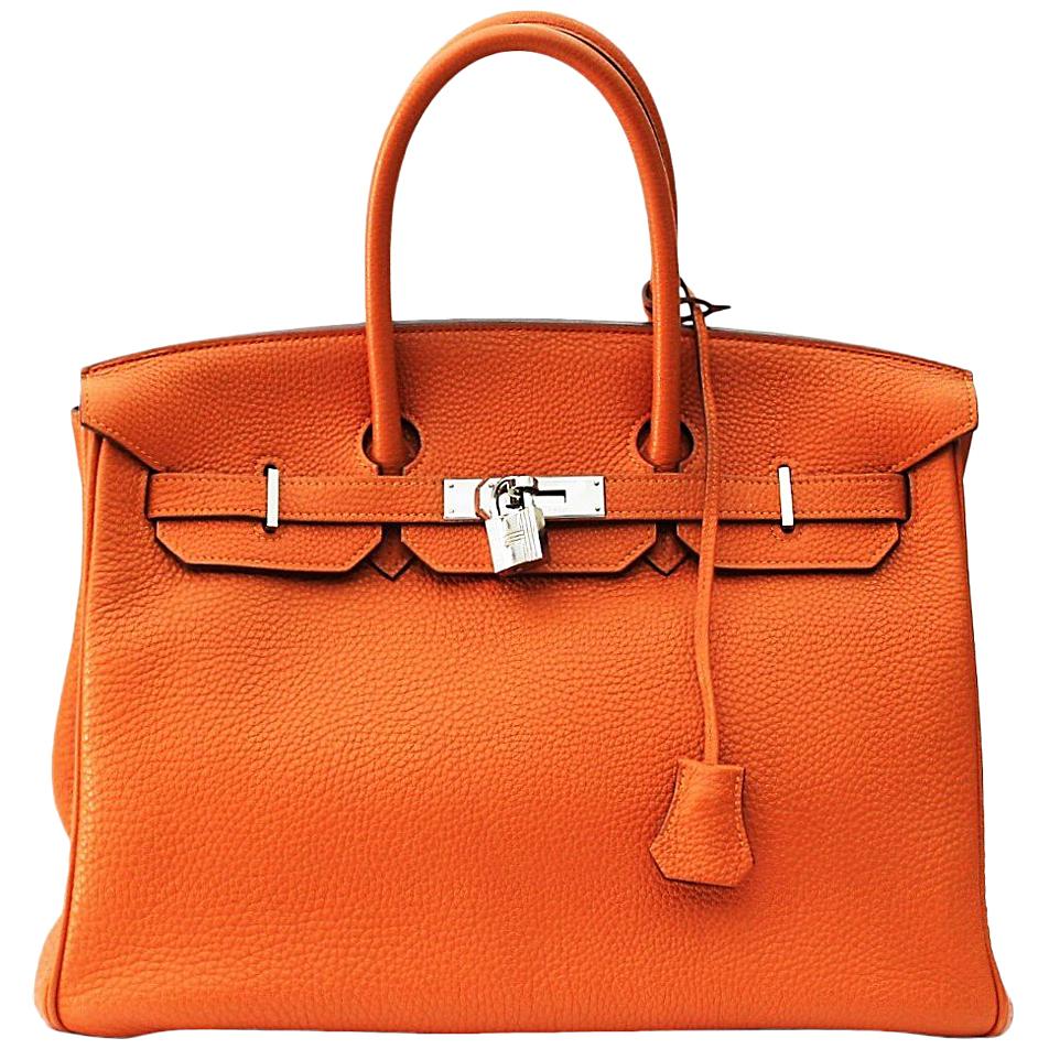 Hermès Birkin 35 Orange Togo Top Handle Bag