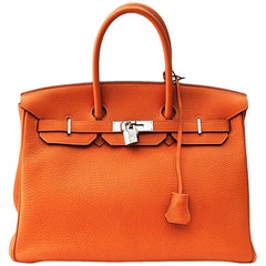 Hermès Birkin 35 Orange Togo Top Handle Bag