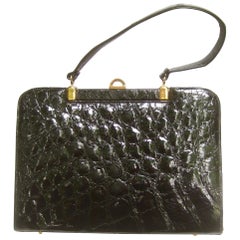 Genuine Alligator Ebony Handbag, Circa 1960