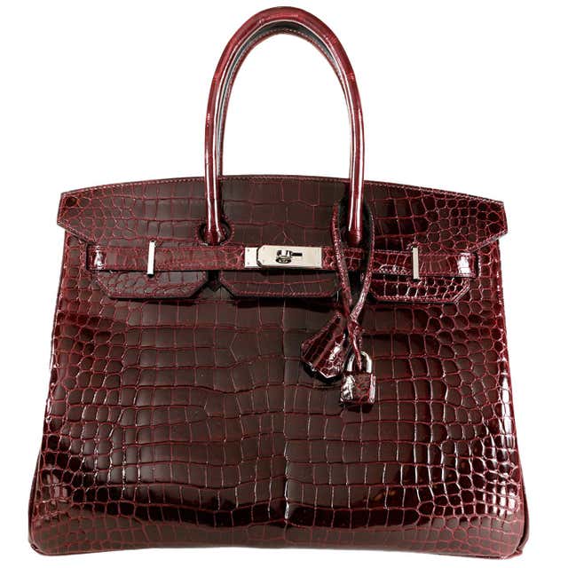 Hermès Bordeaux Porosus Crocodile 35 cm Birkin Bag at 1stDibs | hermes ...