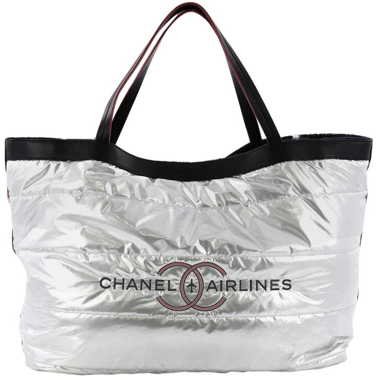 Chanel Airlines Reversible Tote Terry Cloth Large 