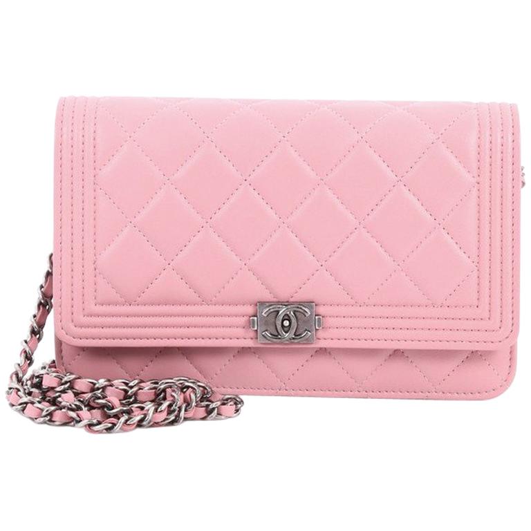 Chanel Boy Wallet on Chain Quilted Lambskin at 1stDibs  pink chanel wallet,  chanel boy long wallet, chanel pink wallet