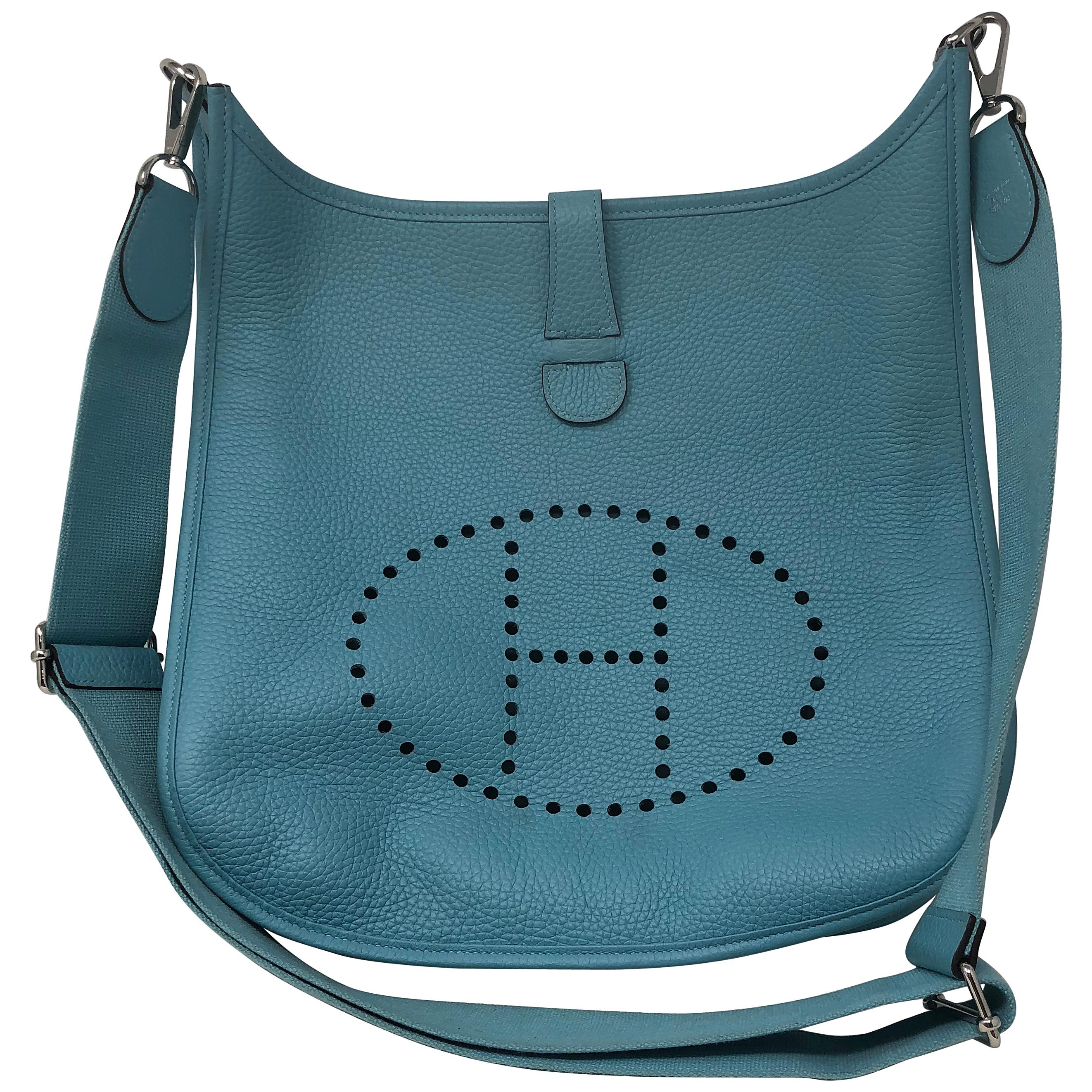 Hermes Evelyne Teal GM Crossbody Bag