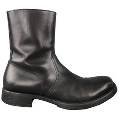 Used Miu Miu Black Leather Men's Ankle Boots Shoes 