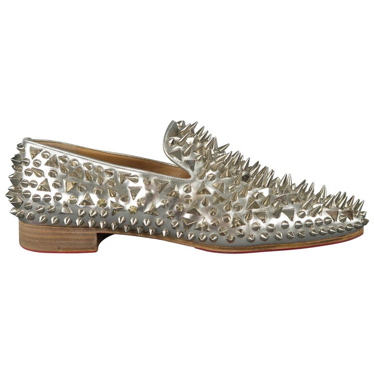 Christian Louboutin Silver Spiked Leather Dandy Pik Pik  display picture 1