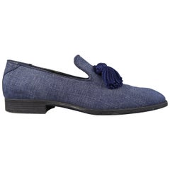 Jimmy Choo Loafers Blue Antique Denim Tassel Foxley Shoes