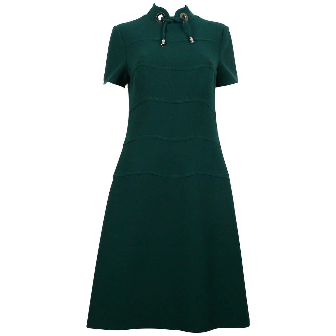 Louis Feraud Vintage Green Wool Space Age Dress For Sale at 1stDibs