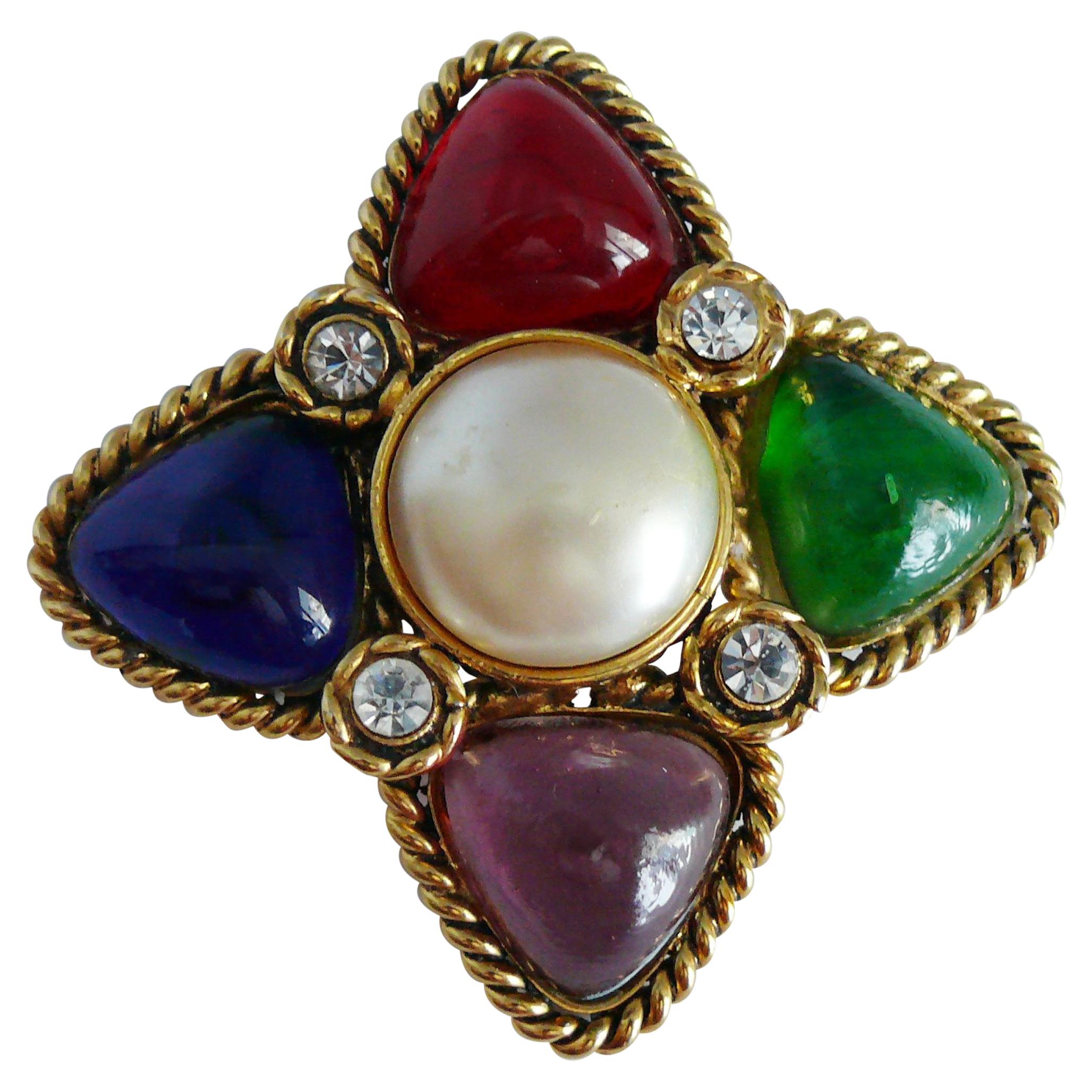 Chanel Vintage Gripoix Poured Glass Brooch, 1988 