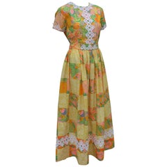 Used Lilly Pulitzer Fruit and Floral Print Maxi Dress, 1960s 