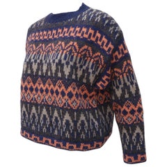 Benetton Italian Shetland Wool Fair Isle Sweater, 1980s 