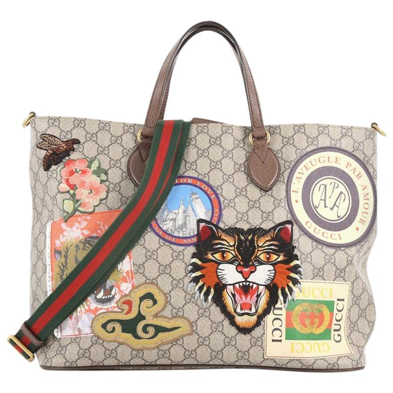 Gucci Convertible Courrier Soft Open Tote GG Coated Canvas