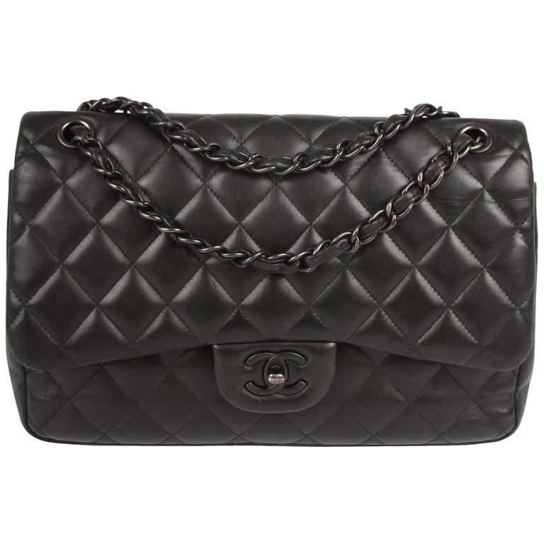 Chanel 2.55 Jumbo So Black Double Flap Bag at 1stDibs