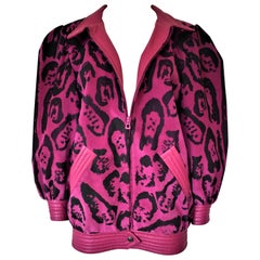 Christian Dior Leather Fuchia Hot Pink 80s Bomber Jacket 