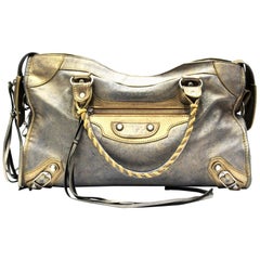 Balenciaga Bronze Leather Motorcycle City Bag